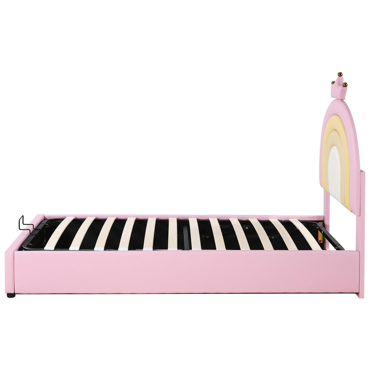 POLSTERBETT 90/200 cm Rosa mit höhenverstellbarem Kopfteil und Lattenrost - Rosa, Kunststoff (90/200cm) - OKWISH