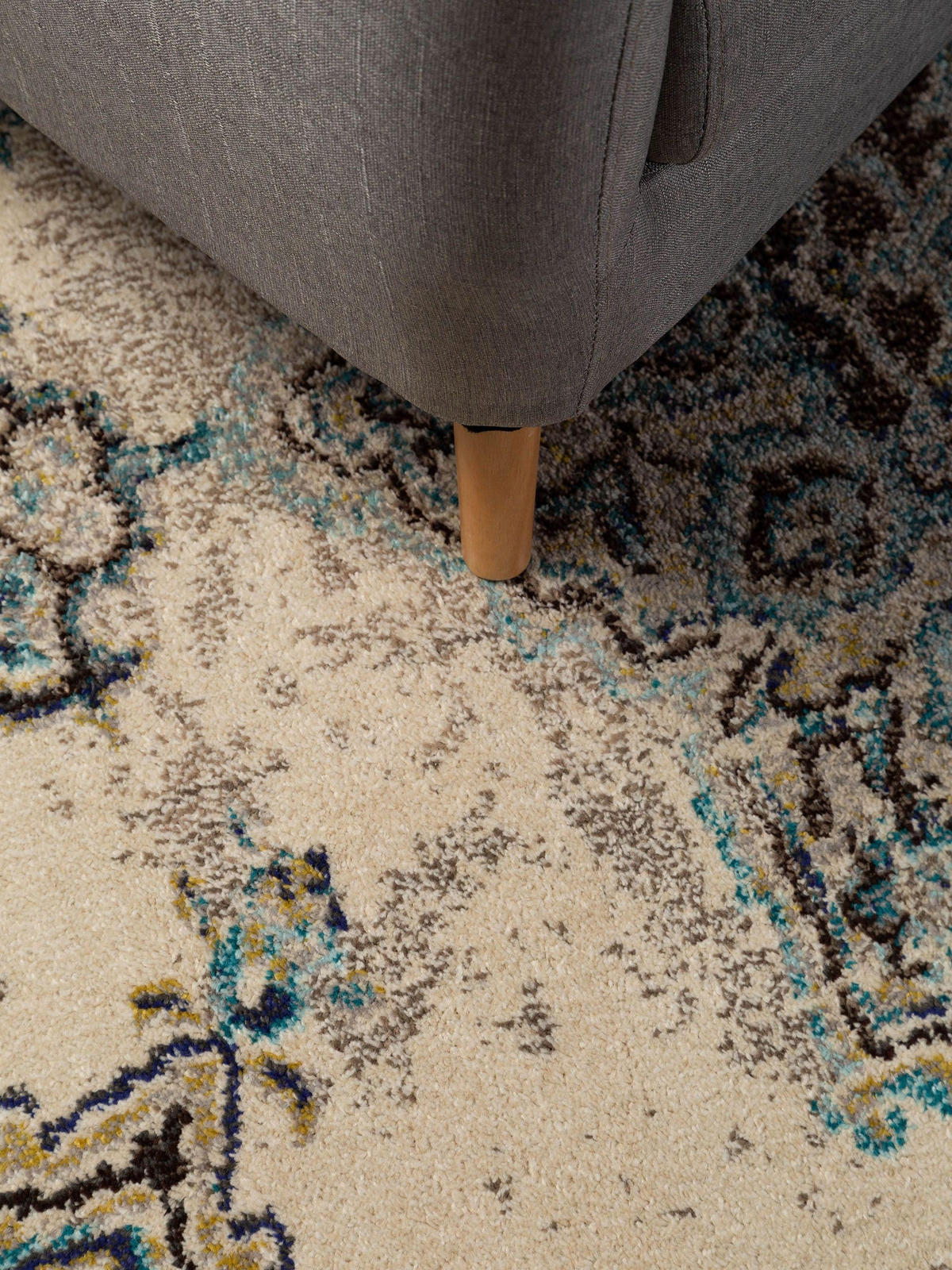TEPPICH Casa Beige/Türkis 140x200 cm - Beige, Textil (140/200cm) - benuta Nest