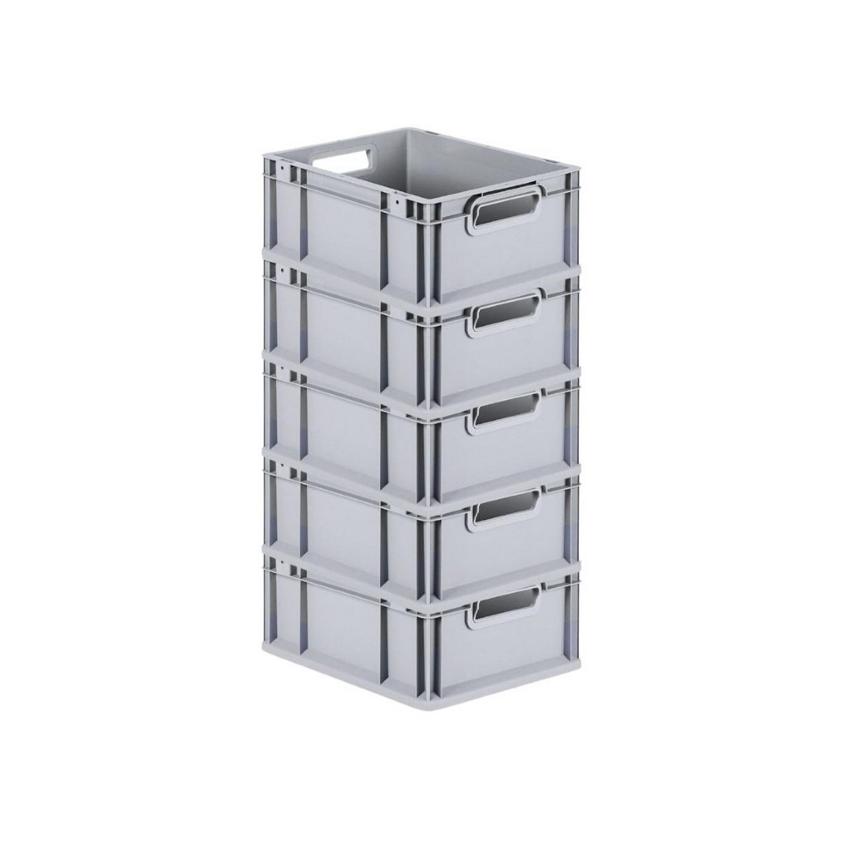 EUROBOX 5x Nextgen Economy Mit Scharnierdeckel Grau/Schwarz Griffe Offen 16 Liter - Schwarz, Kunststoff (30/17/40cm) - PROREGAL