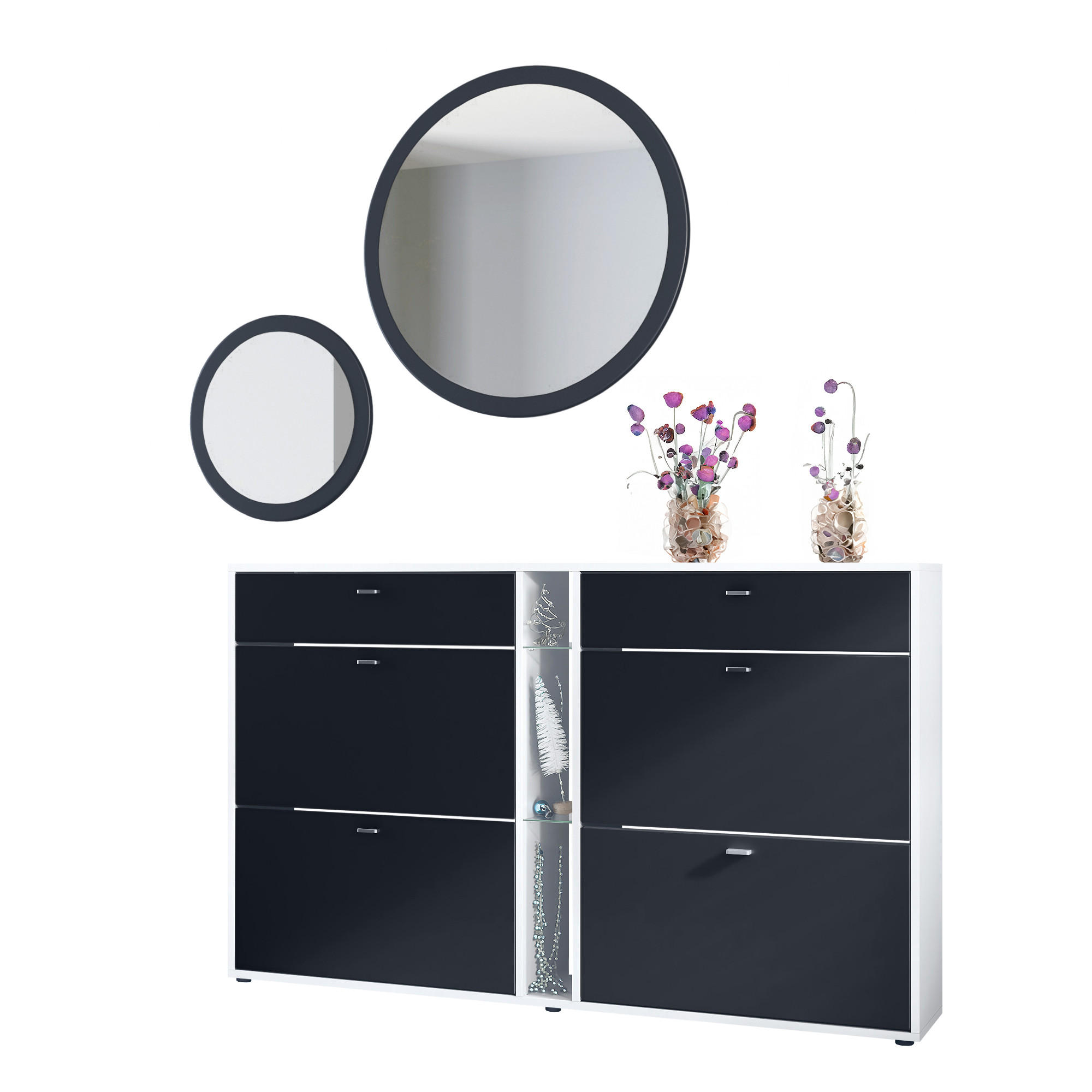 GARDEROBE Florence Schwarz matt - Schwarz, Holzwerkstoff (155.5/200/28cm) - Vladon