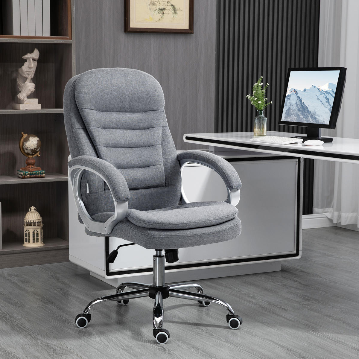 BÜROSTUHL, Arbeitsstuhl, Grau - Grau, Kunststoff (75/121/64cm) - Vinsetto