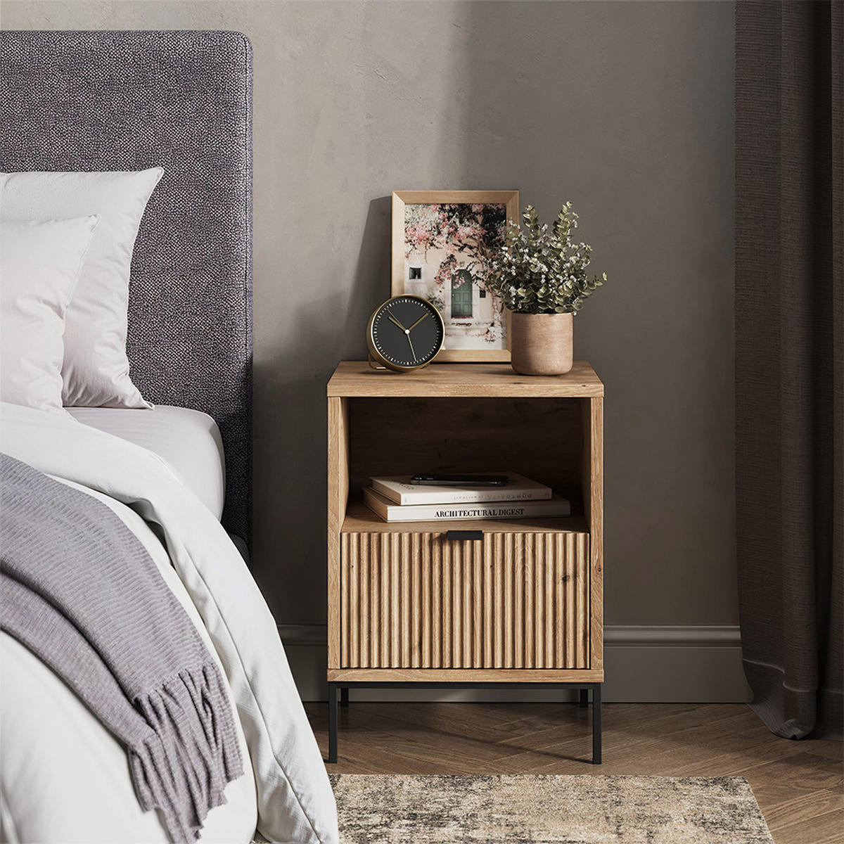 NACHTTISCH Eliza Viking Oak 40 x 55 cm mit 1 Schublade - Eichefarben, Holzwerkstoff (40/55/38.1cm) - Vicco