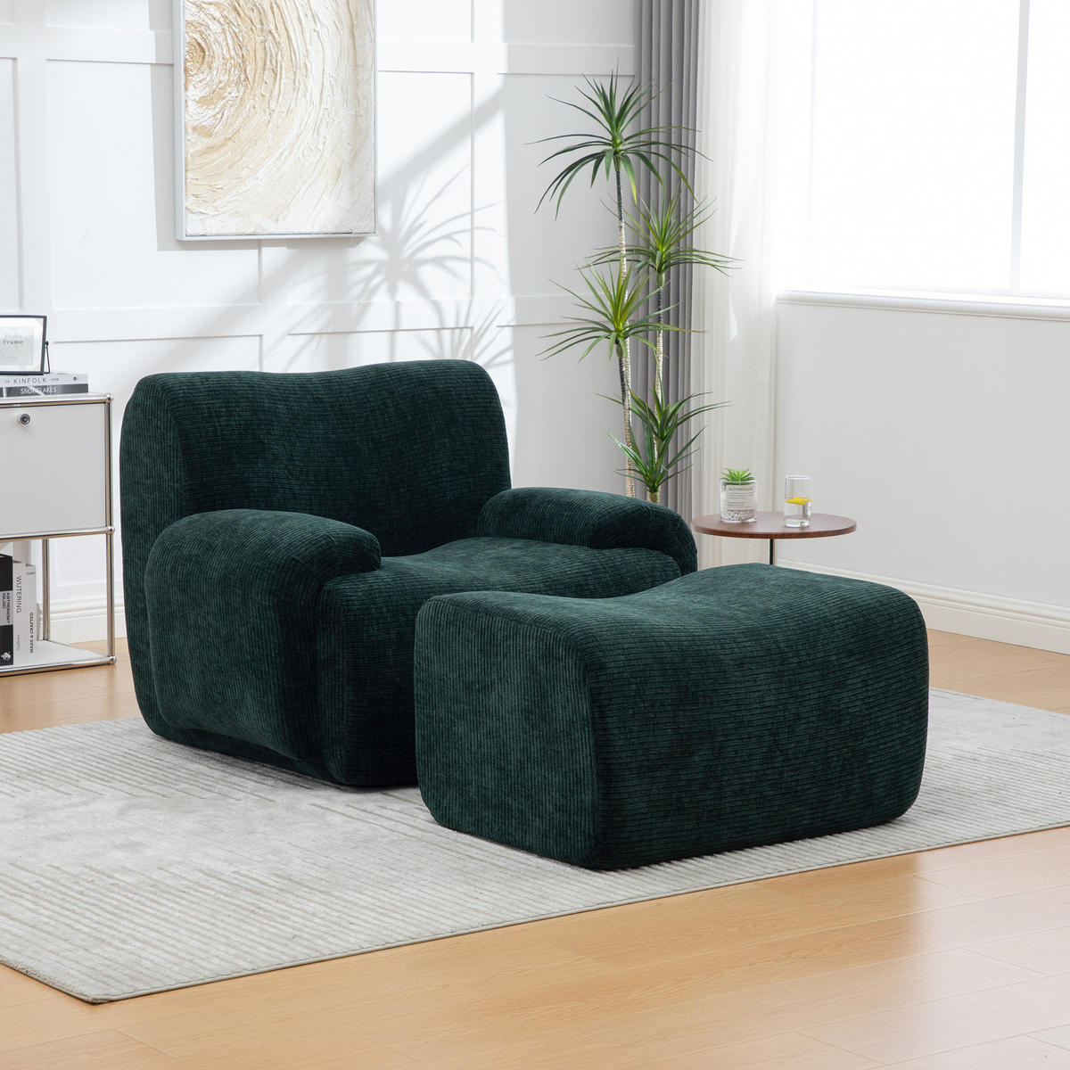 SESSEL DE-35123 mit Hocker Grün - Grün, Textil (94/78.5/113cm) - ComfortXL