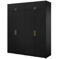 DREHTÜRENSCHRANK mit Aufsatz Napoli 4D 200 Schwarz (schwarzer oder goldener Griff) - Silberfarben/Schwarz, Holzwerkstoff/Kunststoff (200/35/60cm) - mzm24