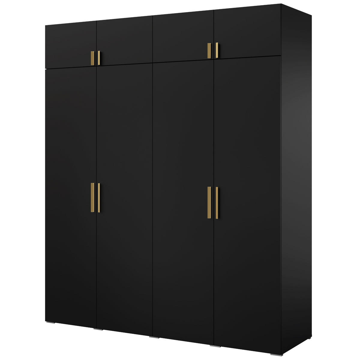 DREHTÜRENSCHRANK mit Aufsatz Napoli 4D 200 Schwarz (schwarzer oder goldener Griff) - Silberfarben/Schwarz, Holzwerkstoff/Kunststoff (200/35/60cm) - mzm24