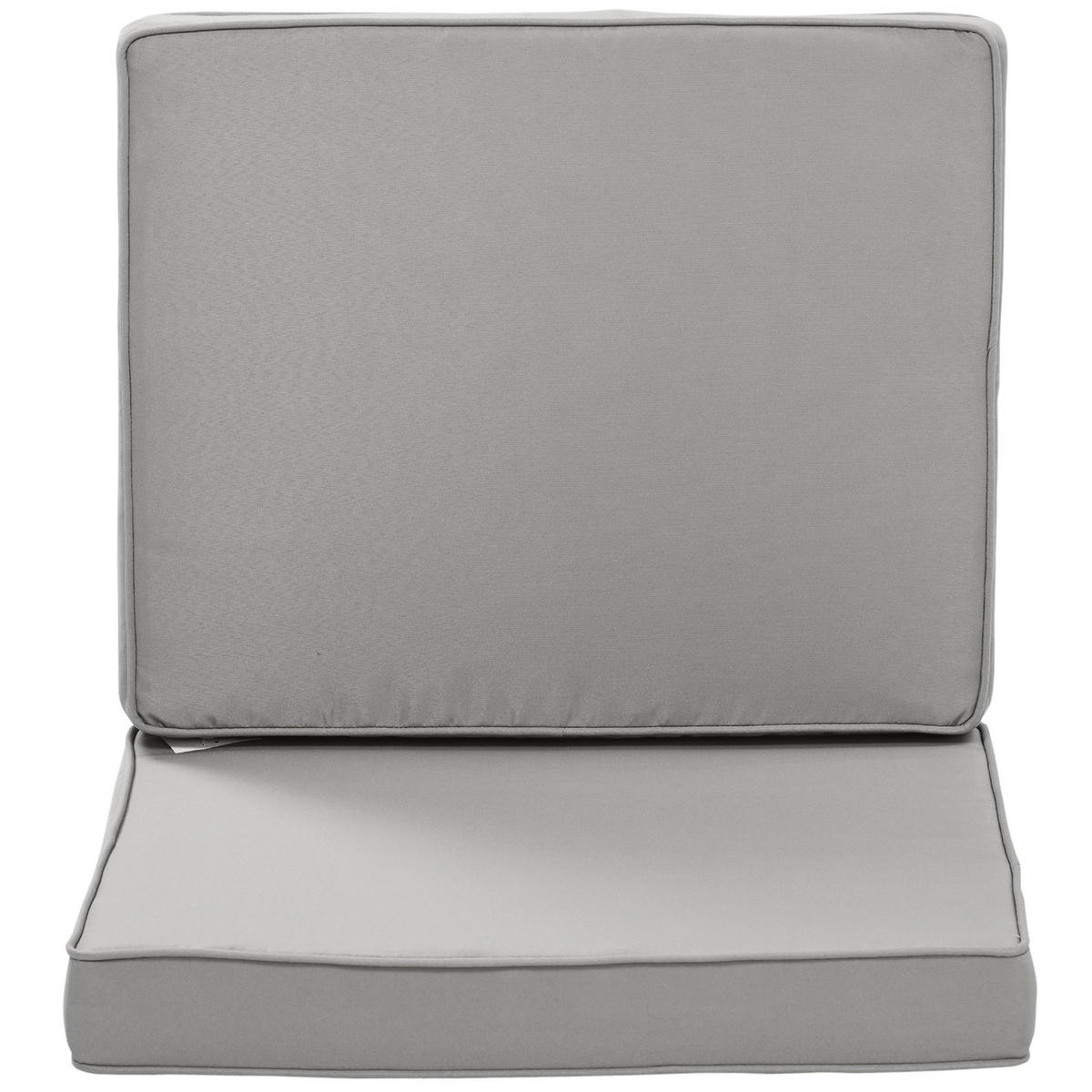 SITZKISSEN 2er-Set 56 x 52 cm - Hellgrau, Kunststoff (52/7/56cm) - Outsunny