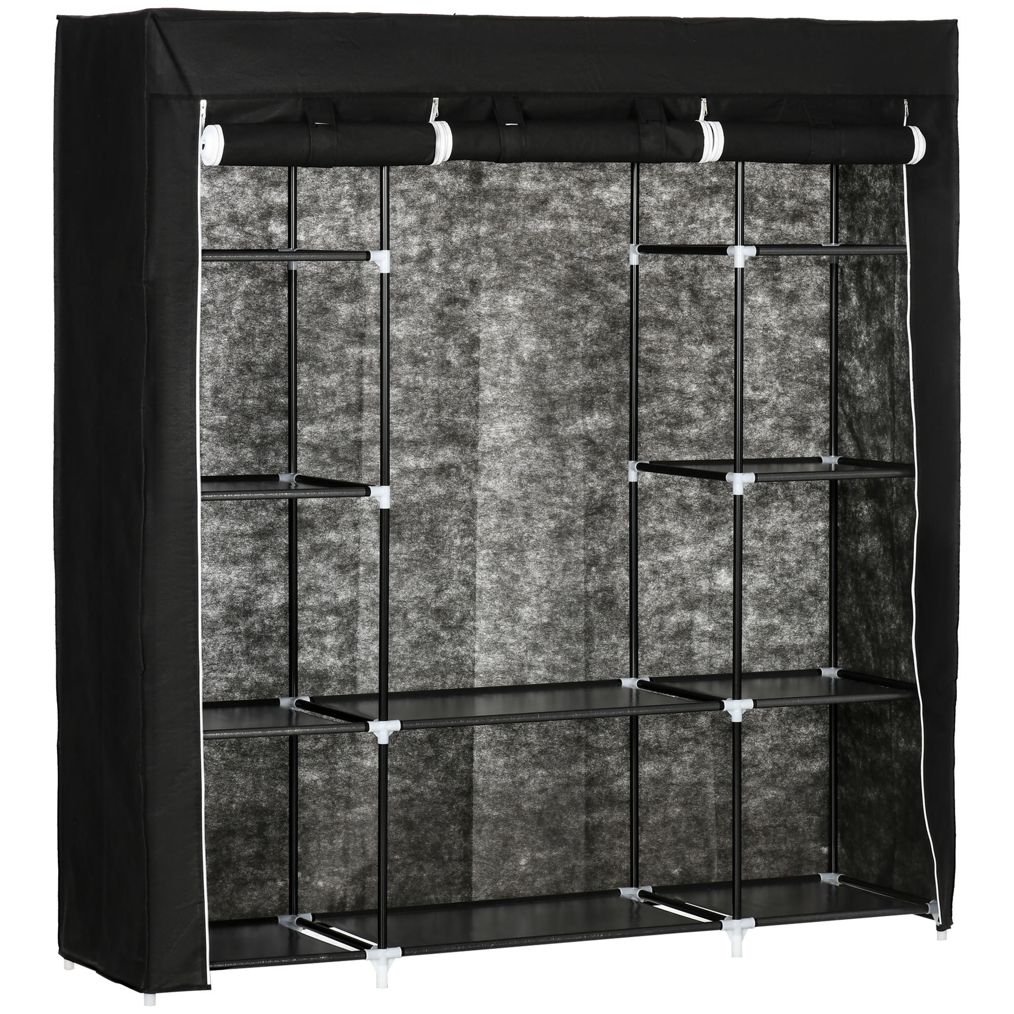 STOFFSCHRANK, Faltschrank, Schwarz - Schwarz, Metall (43/162.5/150cm) - HOMCOM