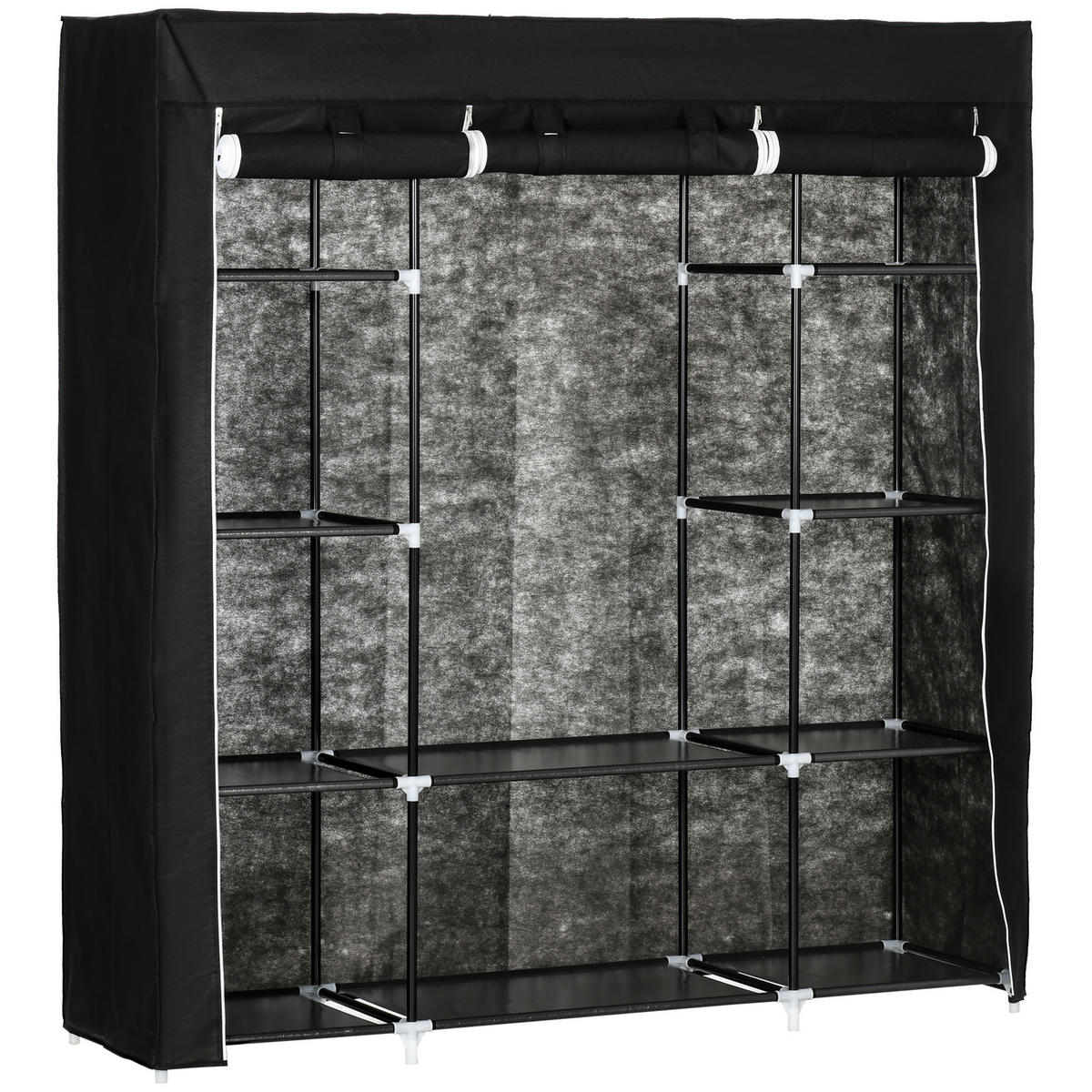 STOFFSCHRANK, Faltschrank, Schwarz - Schwarz, Metall (43/162.5/150cm) - HOMCOM