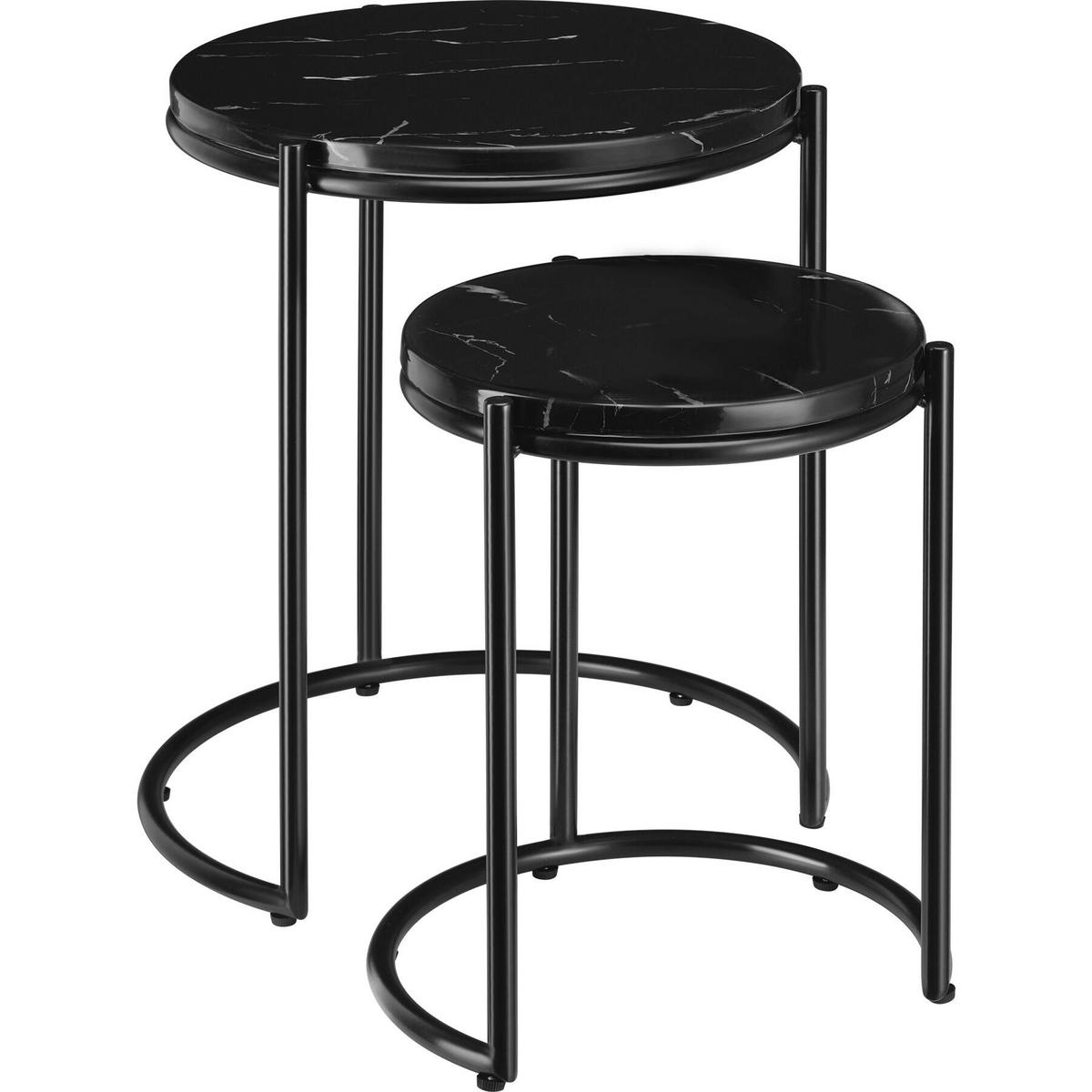 BEISTELLTISCH Ellsa,ineinander schiebbar,schwarz/schwarz - Schwarz, Stein (43/43/50.5cm) - tectake