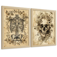 POSTER Set aus 2 Anatomie Mensch Drucke und Wandbilder mit Schädel Wirbelsäule Rippen Becken Klassisches Vintage Design Größe Rahmenlos A4 - Klar, Papier (21/29.7/3cm) - Nacnic