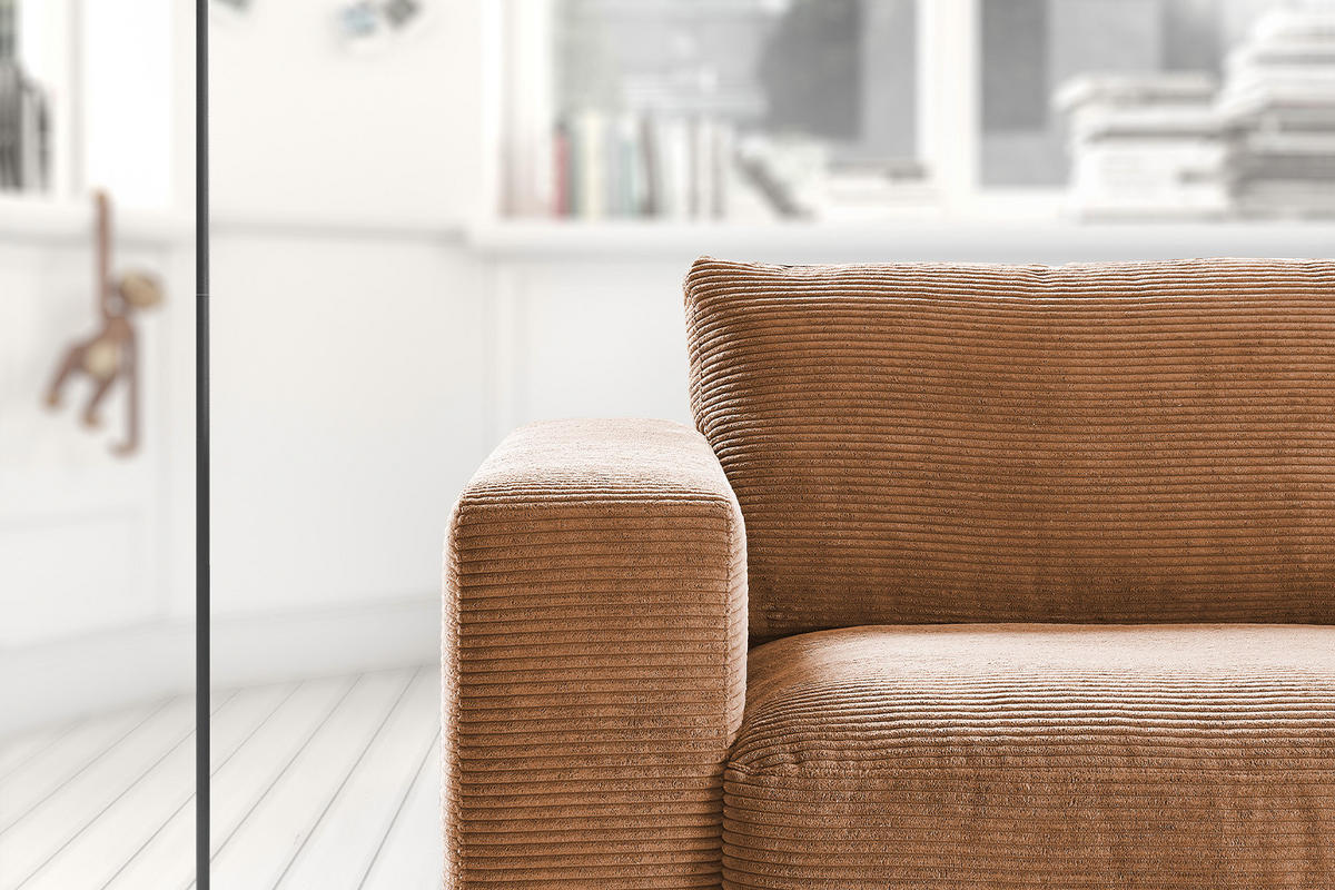 SOFA 2-SITZER MADELINE Braun Cord - Dunkelbraun/Schwarz, Kunststoff/Textil (230/85/127cm) - KAWOLA