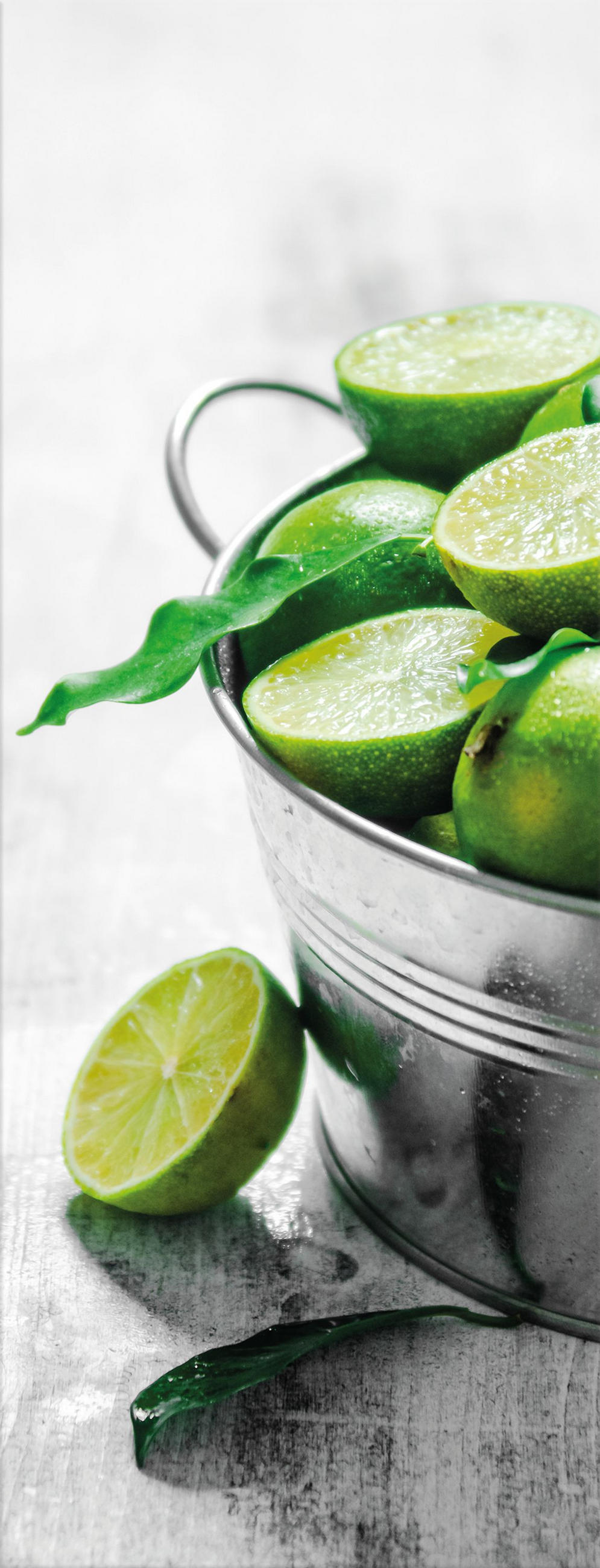 GLASBILD 30x80 cm Küche Limetten grün - Anthrazit, Glas (30/80cm) - artissimo