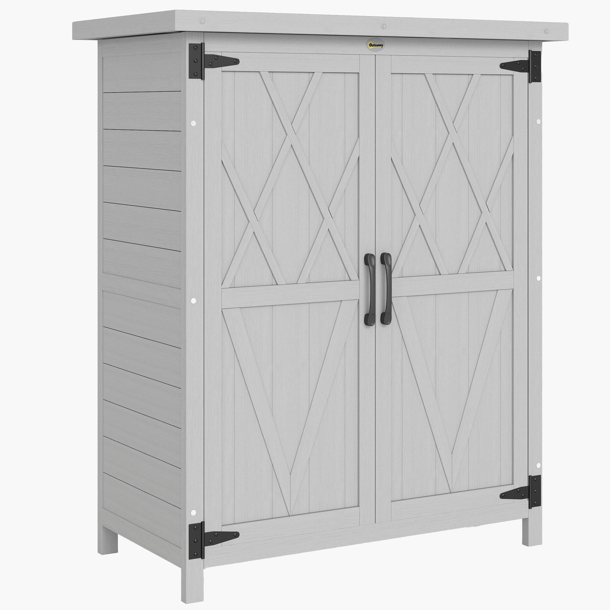 GERÄTESCHUPPEN DE-17602 3 Böden, verzinktes Metalldach Grau - Grau, Holz (75/90/40cm) - ComfortXL