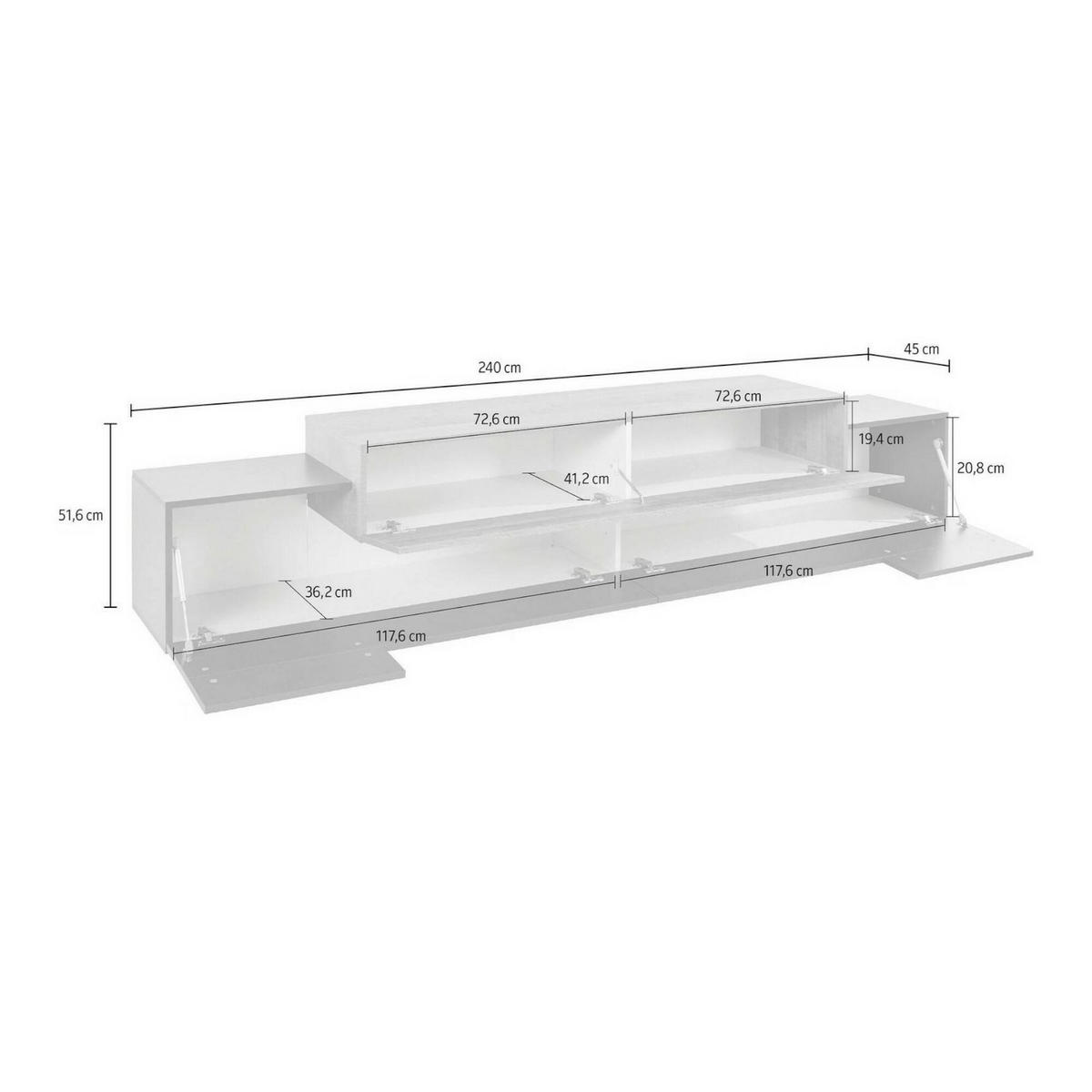 FERNSEHSCHRANK Anthrazit, Ahorn 45/240/52 cm - Schwarz, Holzwerkstoff (240/52/45cm) - DMORA