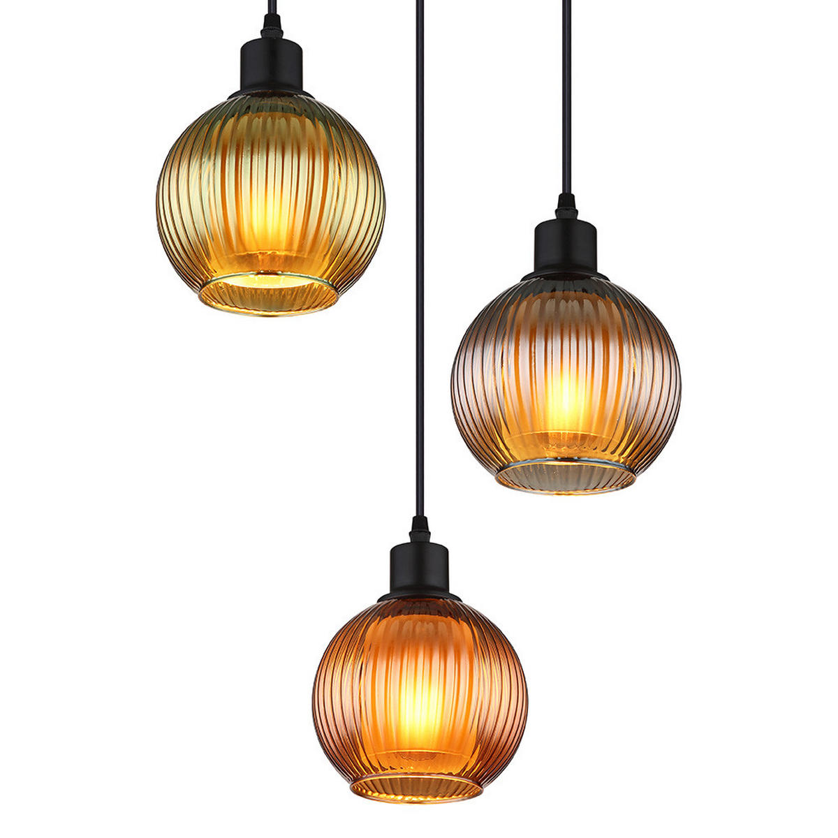 HÄNGELEUCHTE Metall Schwarz-matt ZUMBA - Multicolor, Glas (36/36/120cm) - Globo Lighting