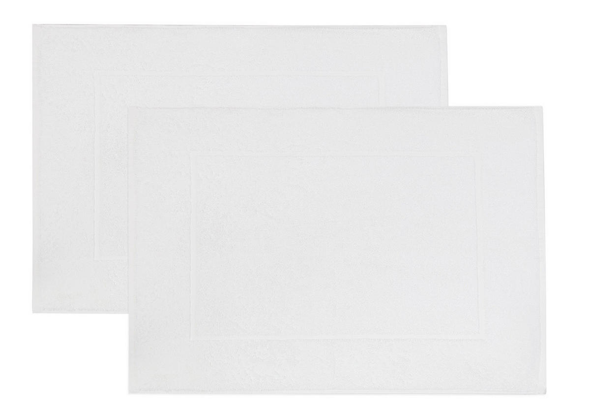 BADEMATTE, 2er-Set, 50x70 cm, 100% Baumwolle, Weiß - Weiß, Textil (50/70cm) - Zollner