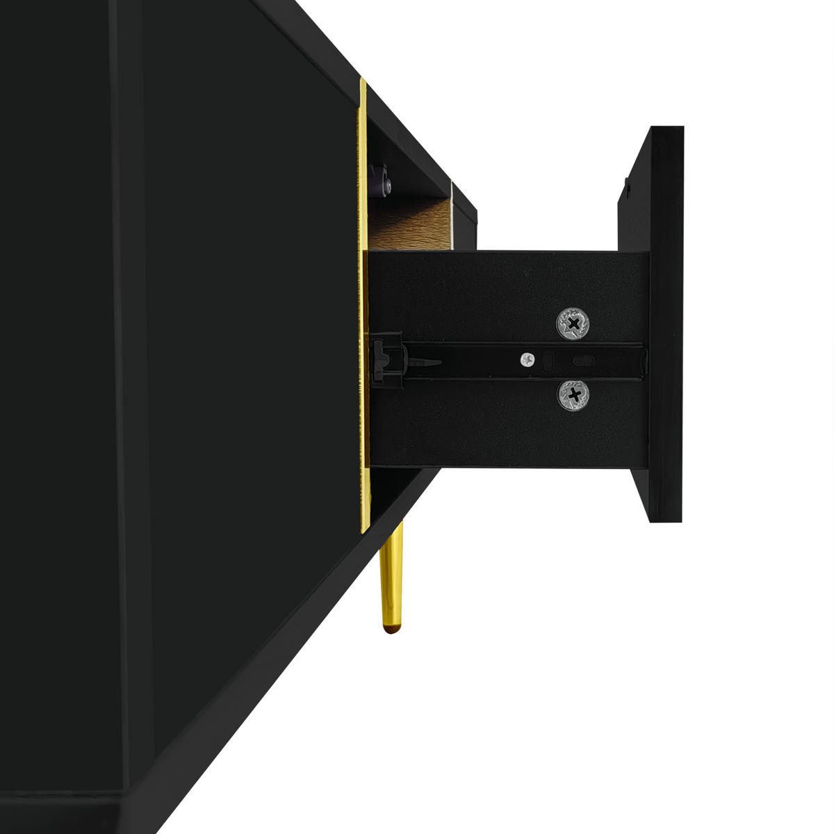 COUCHTISCH 100/60/41.5 cm schwarz aus MDF mit Hochglanz und 2 Schubladen - Schwarz, Holzwerkstoff (100/60/41.5cm) - OKMYHOME
