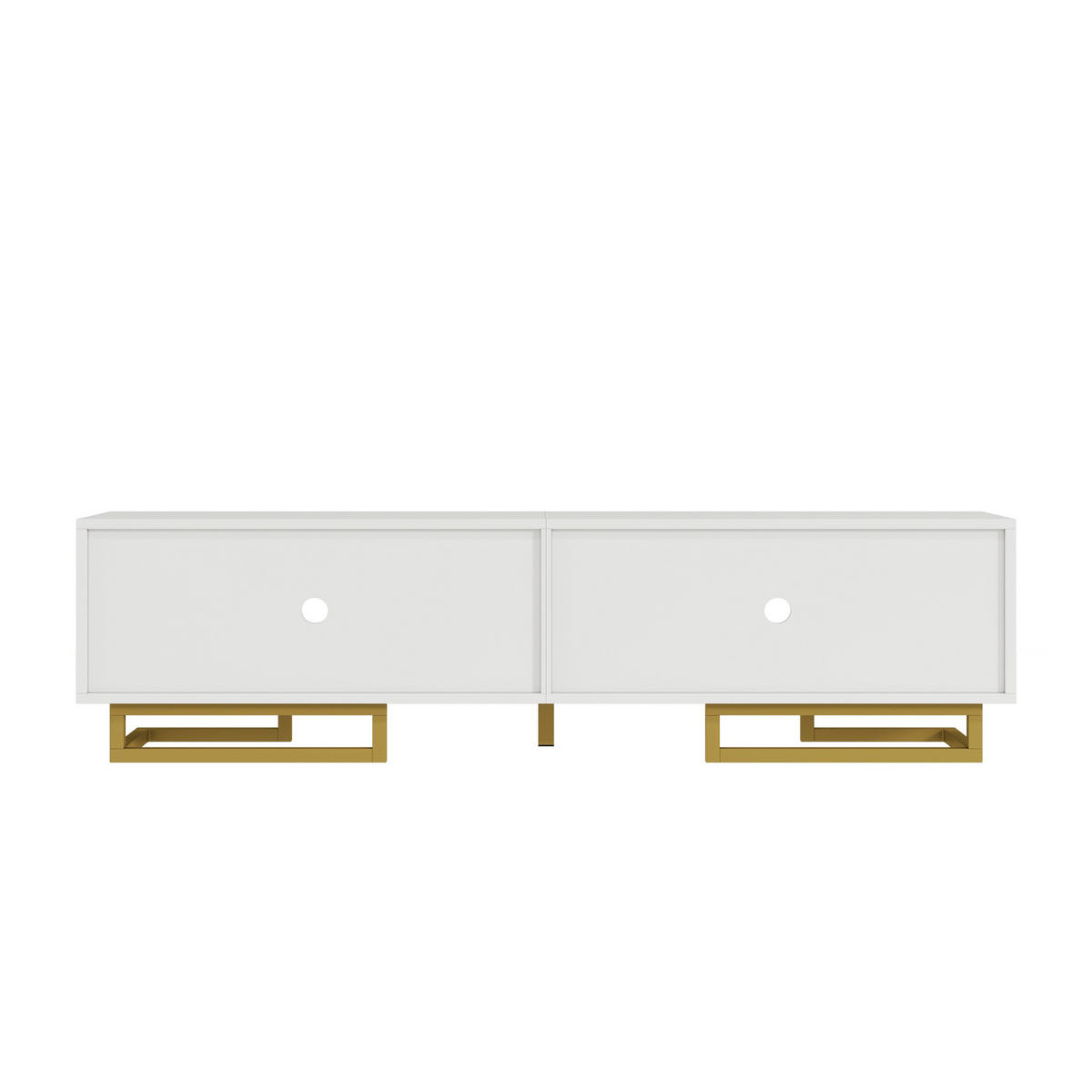 TV-SCHRANK 160/38/44,5 cm weiß mit goldenen Griffen und stabilen Metallbeinen - Weiß, Holzwerkstoff (160/44.5/38cm) - OKWISH