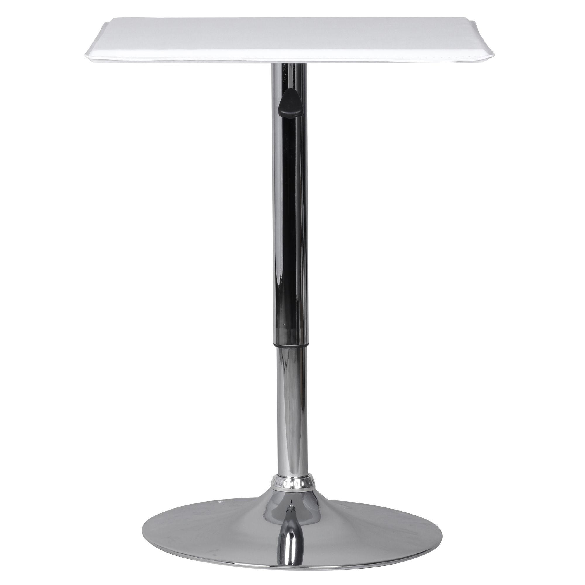 STEHTISCH – Weiß, 63x63 cm, Lederoptik, höhenverstellbar, drehbar, Chromgestell - Silberfarben/Weiß, Kunststoff/Textil (63/83/63cm) - KADIMA DESIGN