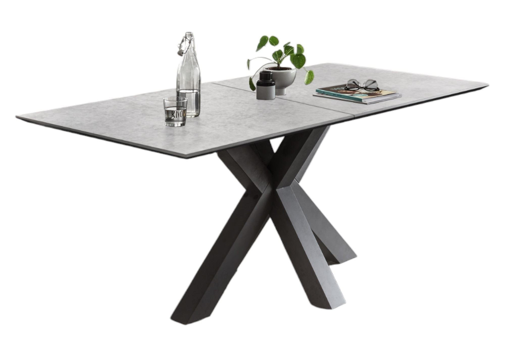 ESSTISCH ausziehbar Ela 3 160 x 90 x 75 Esszimmertisch Graphit/Keramik Hell - Hellgrau, Holz (160/90/75cm) - 58aufmkessel