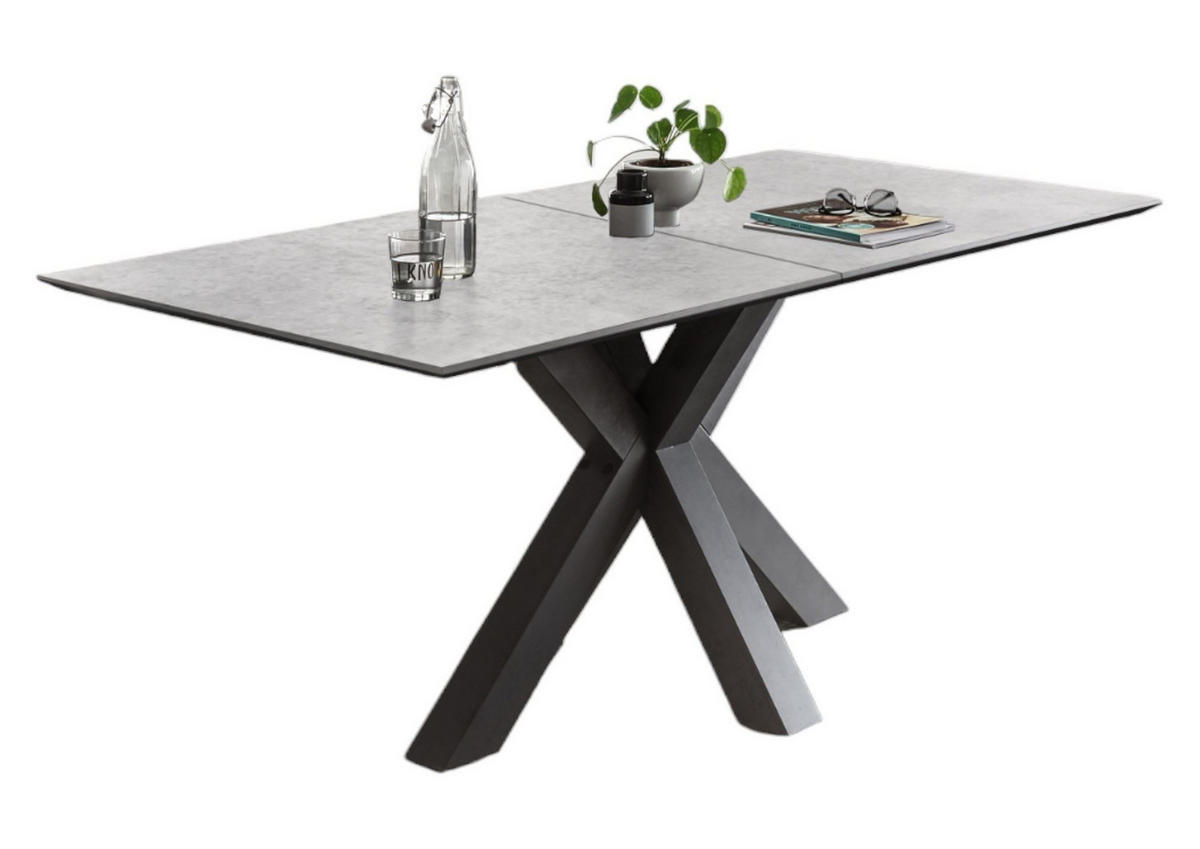 ESSTISCH ausziehbar Ela 3 160 x 90 x 75 Esszimmertisch Graphit/Keramik Hell - Hellgrau, Holz (160/90/75cm) - 58aufmkessel