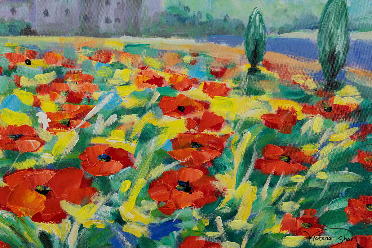 RUČNE MAĽOVANÝ AKRYLOVÝ OBRAZ 93/63 cm, viacfarebný, prírodný a botanický motív - viacfarebná, drevo/textil (93/63cm) - KUNSTLOFT