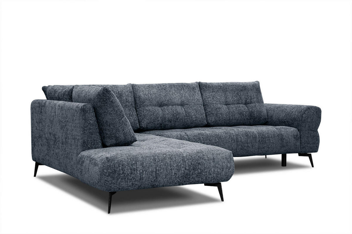 ECKSOFA SALVINI 5-Sitzer, dunkelblau - Schwarz/Dunkelblau, Holzwerkstoff/Textil (158/292cm) - Courtois Laville