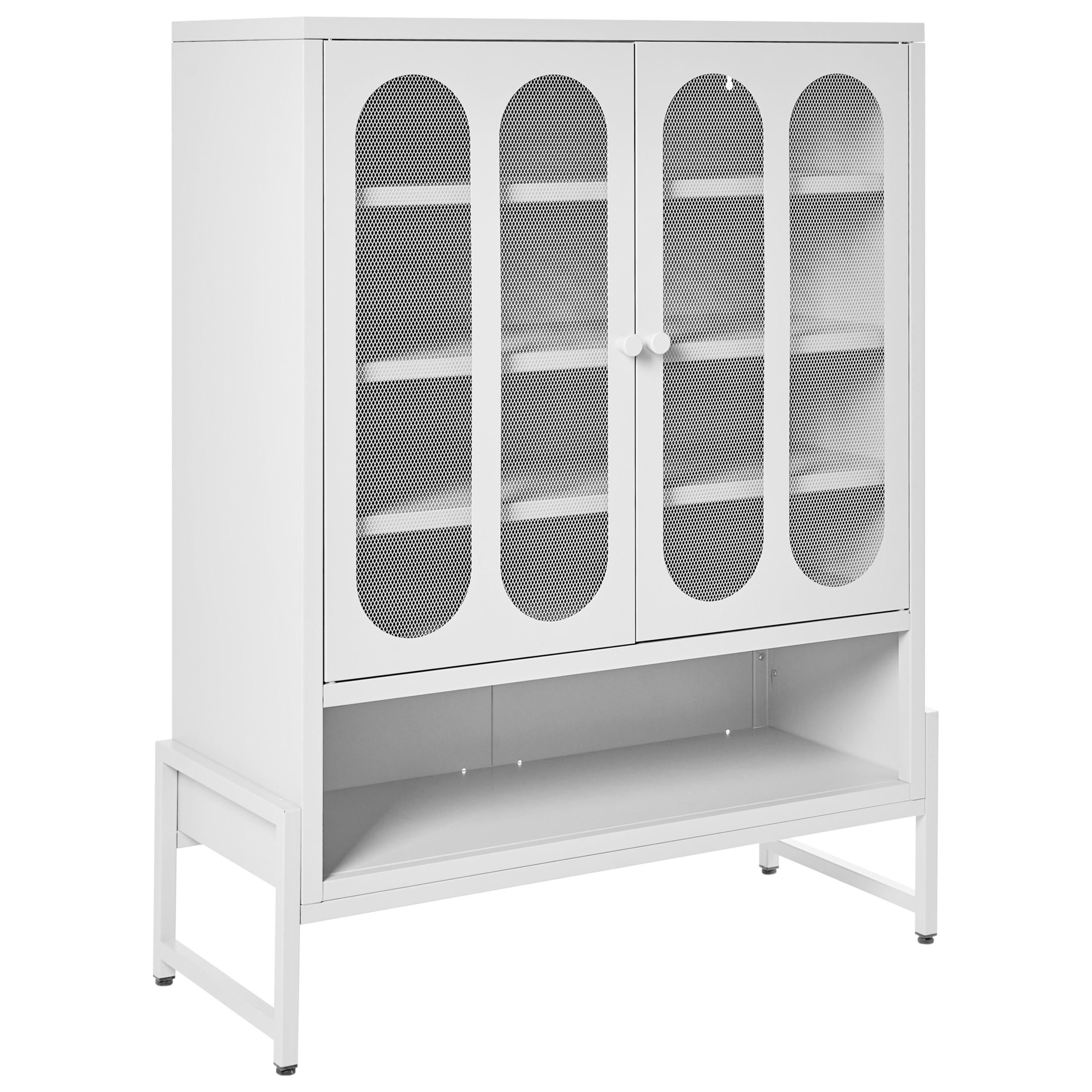 SIDEBOARD mit 2 Türen Metall Weiß Soletta - Weiß, Metall (84/108/35cm) - Beliani