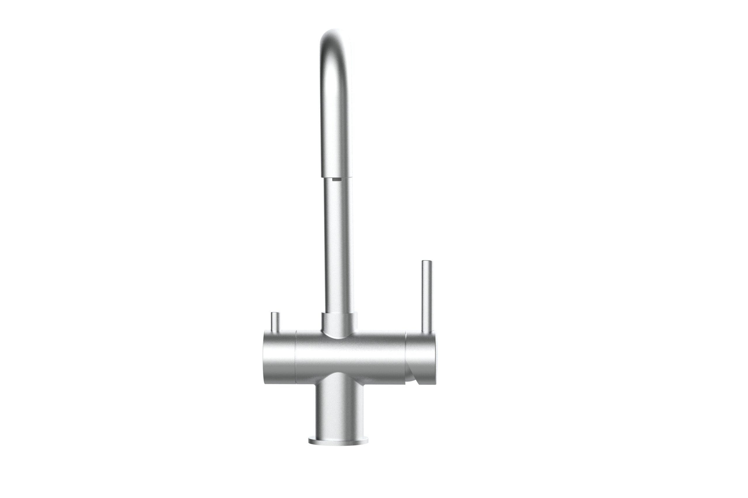 3-WEGE-KÜCHENARMATUR, Edelstahl Massiv aus Chirurgenstahl, Gebürstet, 360° schwenkbar - Edelstahlfarben, Metall (22/37/22cm) - VIZIO