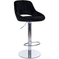 BARHOCKER Samt Schwarz - Chromfarben/Schwarz, Textil/Metall (47/83/48cm) - CLP