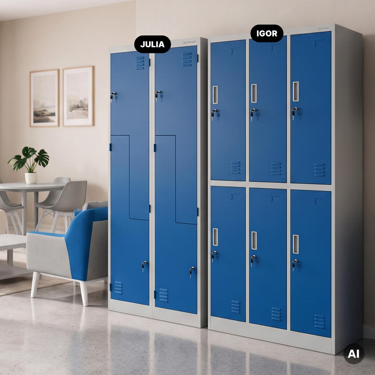 KLEIDERSCHRANK JULIA 185x80x45 cm - Blau/Grau, Metall (80/185/45cm) - Jan Nowak
