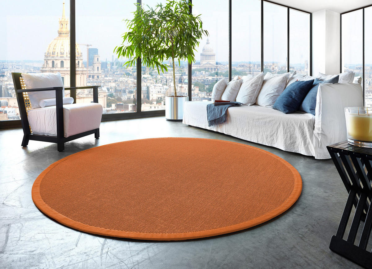 TEPPICH Sisal Manaus lachs/tabak Rund 300cm - Orange, Textil (300/300cm) - Astra