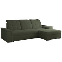 ECKSOFA MADRITO L - Grün Boucle - Rechts - Silberfarben/Grün, Textil/Metall (256/160cm)