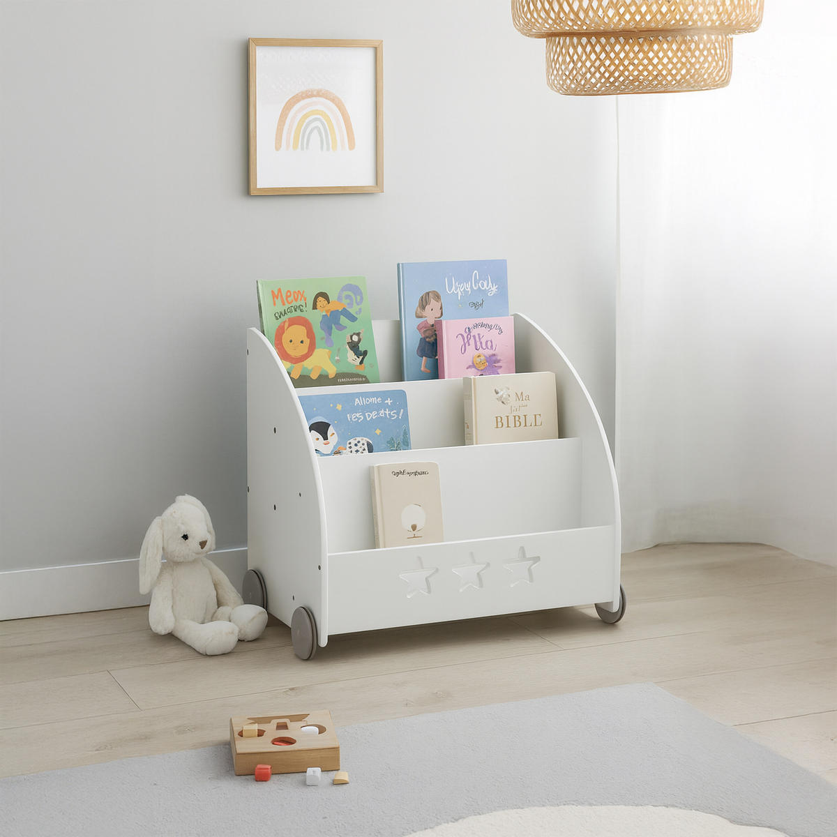 KINDERBÜCHERREGAL - Weiß, Holzwerkstoff (62/57/42cm) - Relaxdays