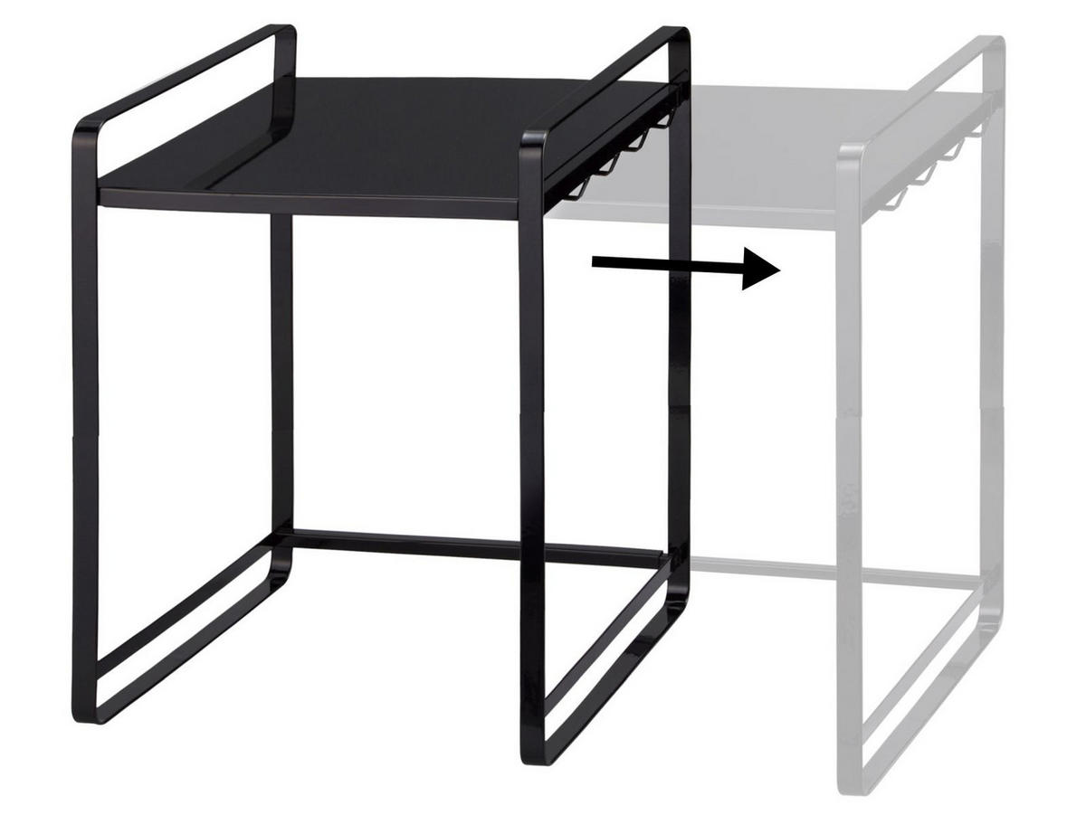 KÜCHENREGAL Tower schwarz 47/50/35 cm ausziehbar bis 75cm - Schwarz, Metall (47/50/35cm) - Yamazaki