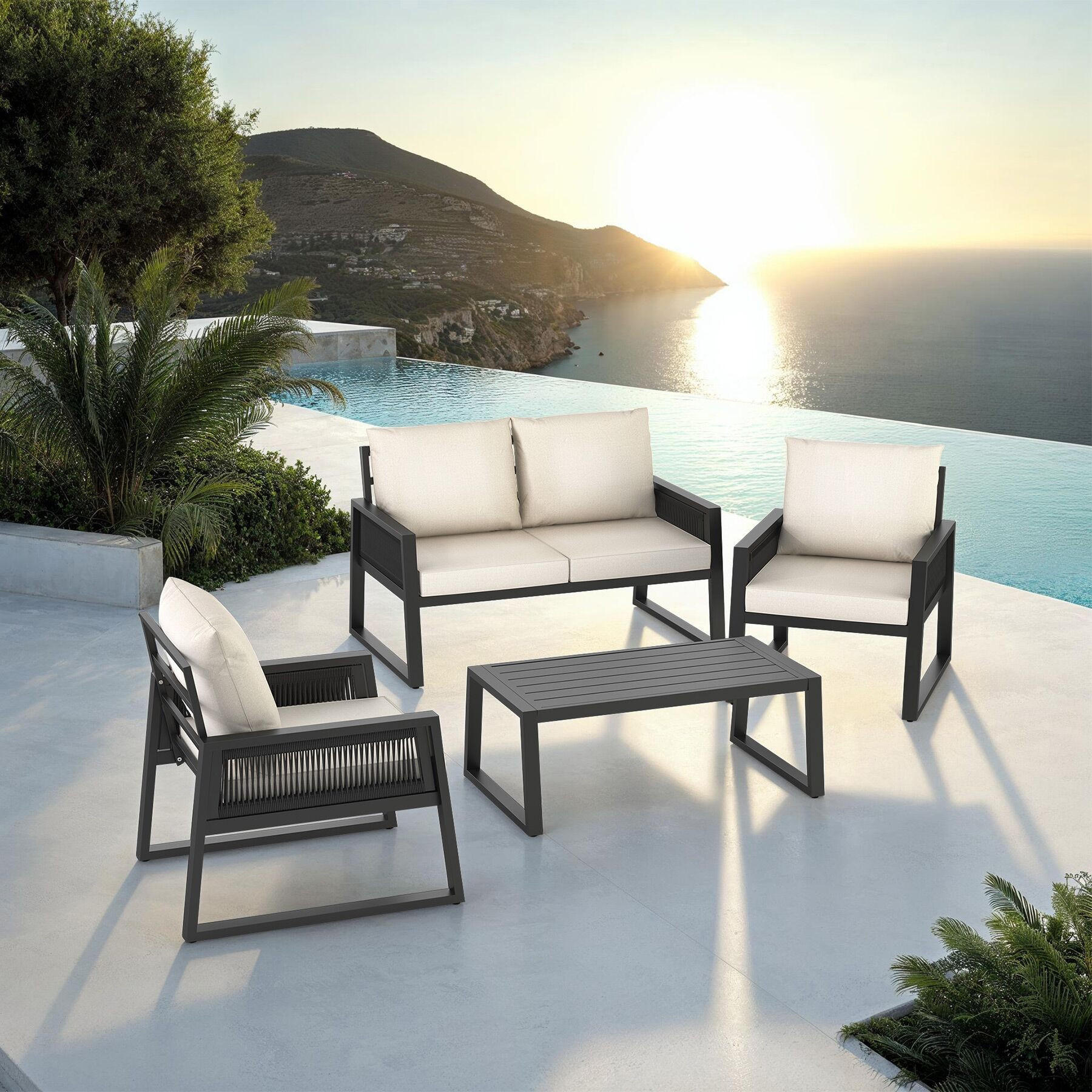 Thumbnail - tectake Aluminium, Anthrazit, Metall, Gartenmöbel, Gartenmöbel-Sets