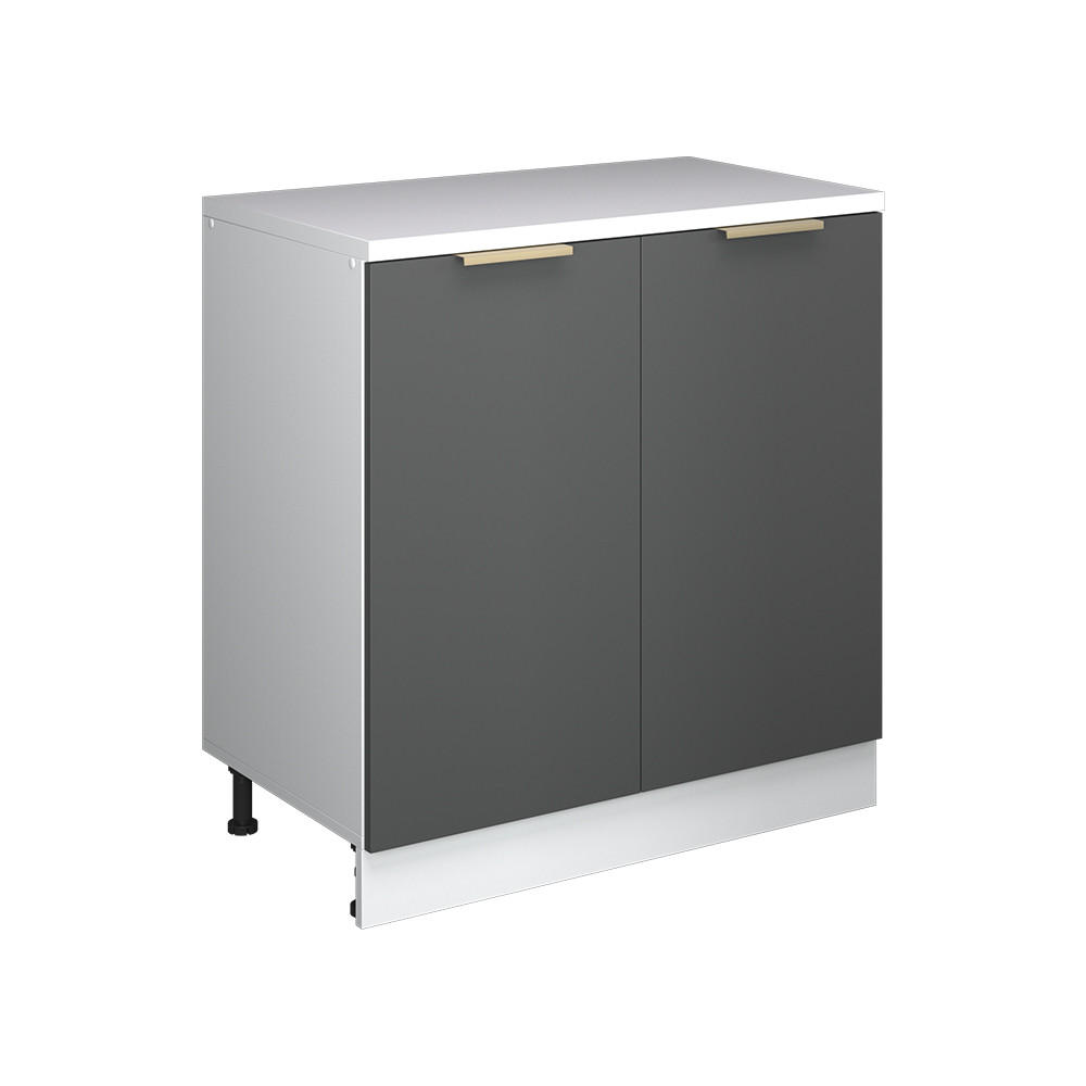 KÜCHENSCHRANK FÜR DACHSCHRÄGEN R-Line, Anthrazit-Gold, 80 cm ohne Schräge mit 2 Türen - Anthrazit/Weiß, Holzwerkstoff (80/83.8/46cm) - Vicco