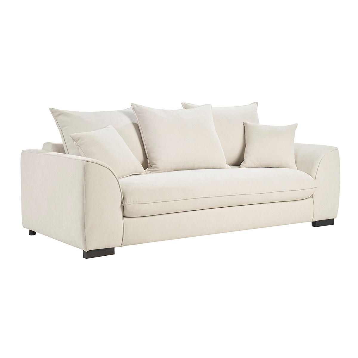 SCHLAFSOFA mit 3 Sitzen in Beige Samtoptik mit 12 cm Matratze ARMAND - Beige, Textil (100/80/217cm) - Miliboo