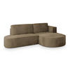 ECKSOFA CORTIO M R-S Beige Velours-Stoff mit Schlaffunktion - Beige, Holz (265/174cm) - MASSENO