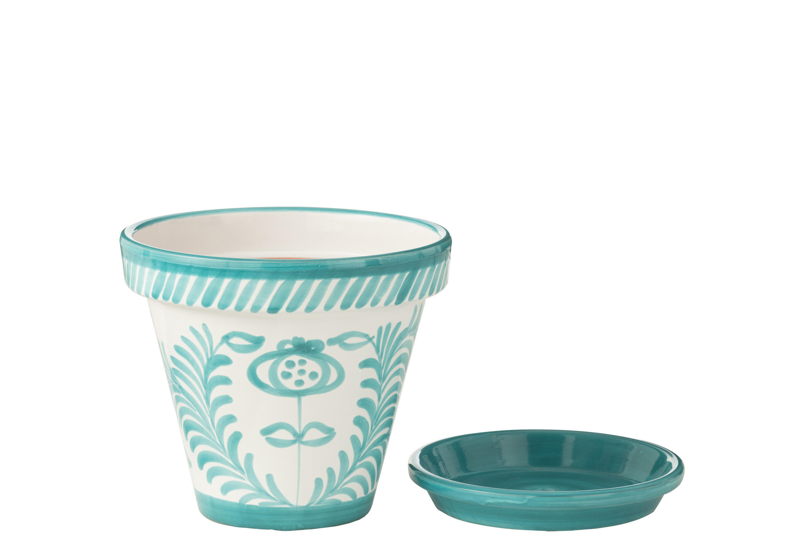 BLUMENTOPF GRANADA PATTERN - Töpferei - Aqua - L - Ø 35 cm - Multicolor, Keramik (35/33cm) - J-Line