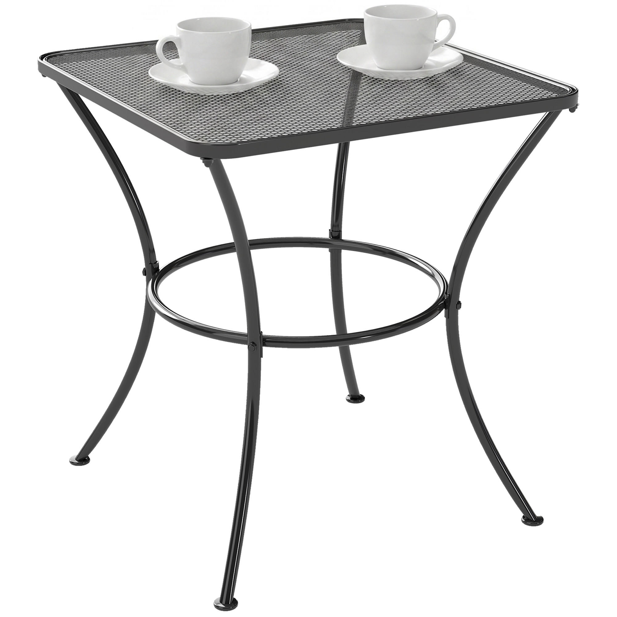 GARTENTISCH,QUADRATISCH Stahl perforiert 45x45x50cm,schwarz - Schwarz, Metall (45/45/50cm) - Vallsero