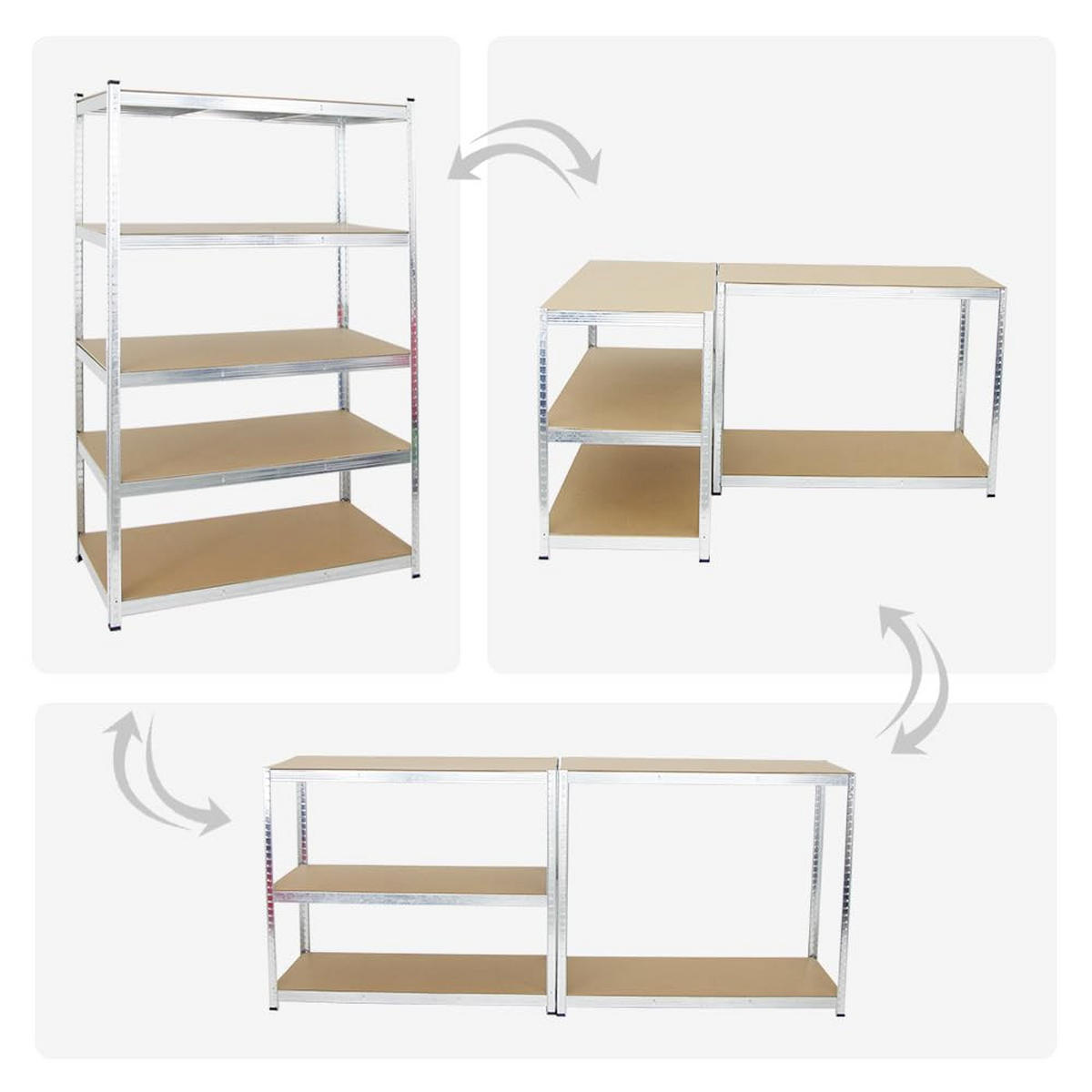 KELLERREGAL Gorilla 2er-Set mit 2x 180x120x60 cm Fachlast 175 kg Verzinkt - Silberfarben, Metall (120/180/60cm) - PROREGAL
