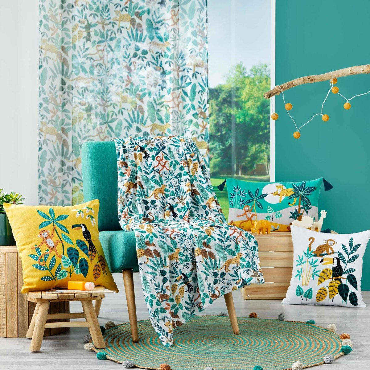 KINDERTEPPICH Ø 90 cm Baloo - Grün, Naturmaterialien (90/90cm) - Douceur d´intérieur