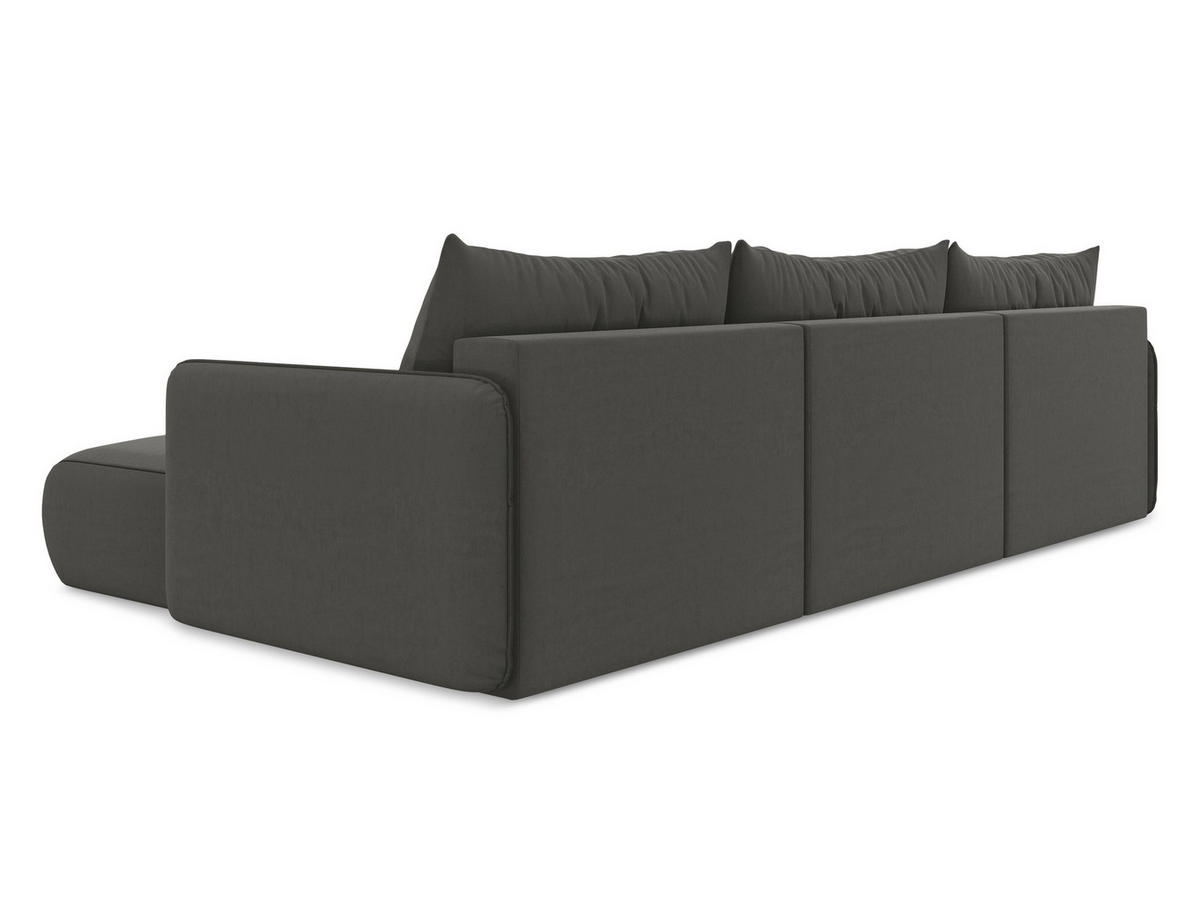 WOHNLANDSCHAFT Samt Stoff Grau - Dunkelgrau/Schwarz, Kunststoff/Textil (290/86/148cm) - Makamii