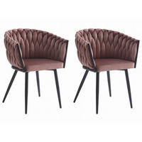 STUHL ARONA 2-er Set, Rosa, Schwarz, Schwarze metallische Beine - Hellgrau, Holz/Textil (48/74/53cm) - Komodee