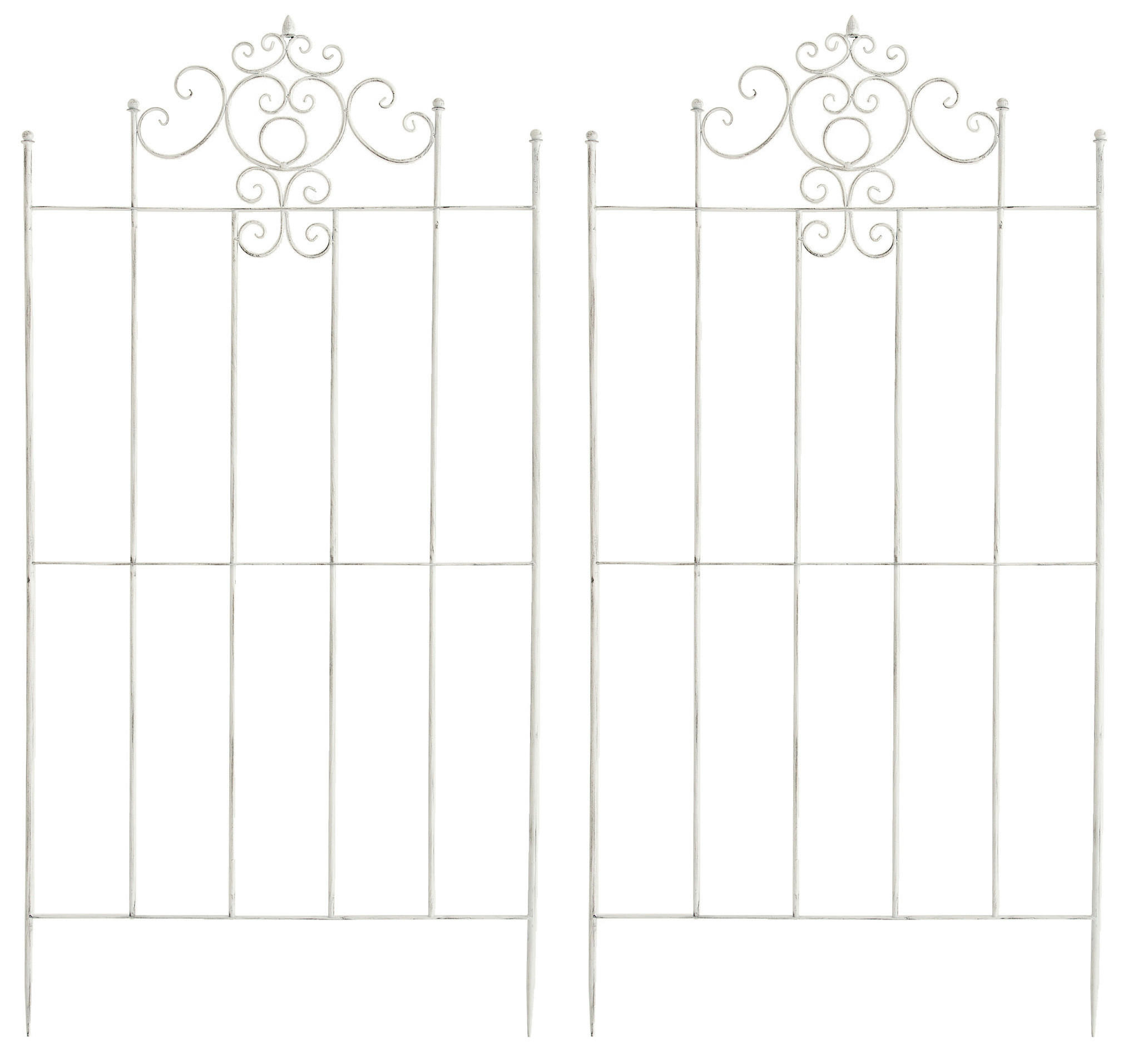 RANKGITTER 2er Set Metall antik weiß - Weiß, Metall (85.5/170/2cm) - CLP