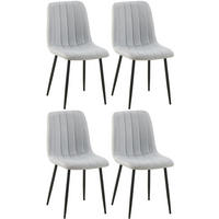 STUHL 4er Set Stoff Grau - Schwarz/Grau, Textil/Metall (45/88/53cm) - CLP