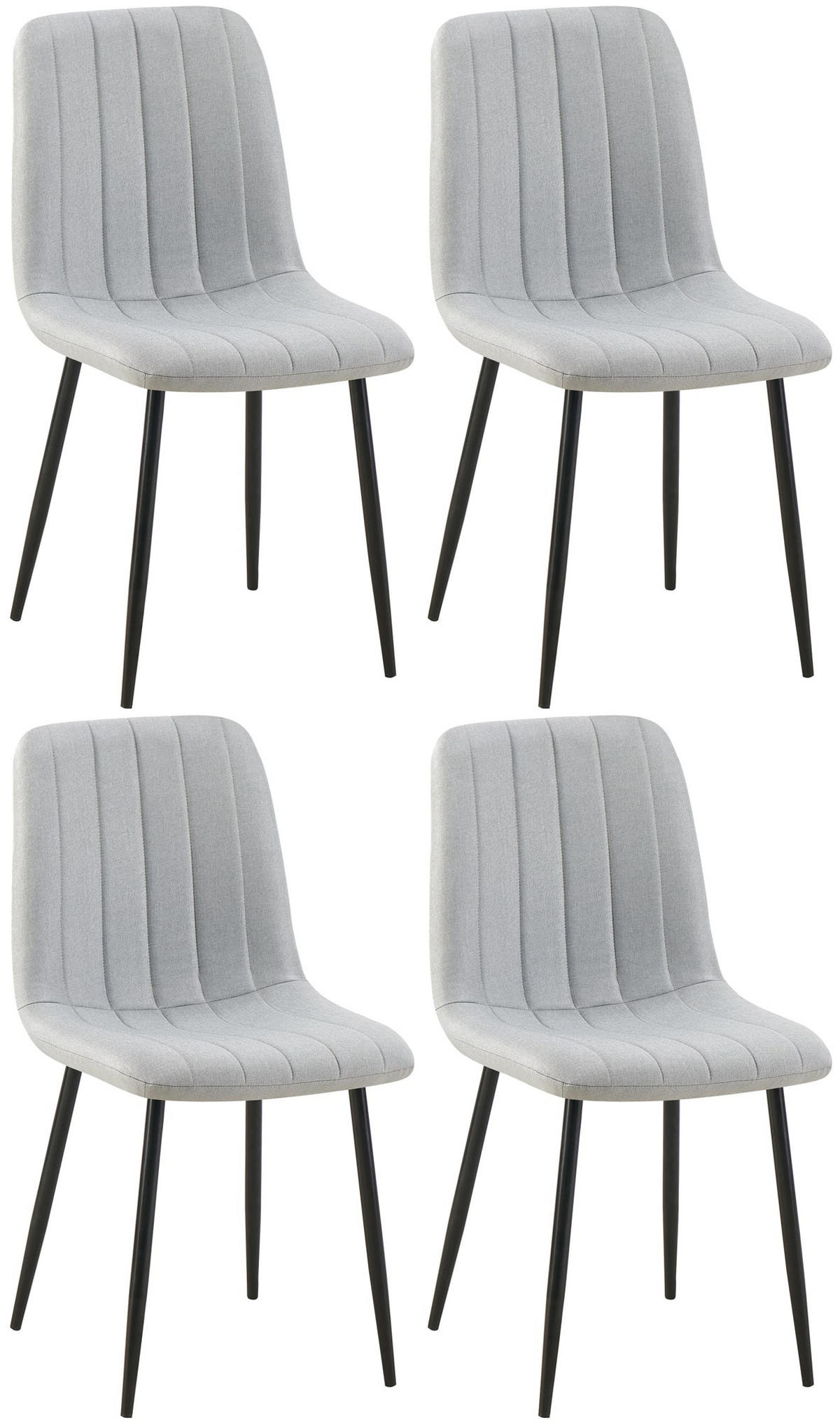 STUHL 4er Set Stoff Grau - Schwarz/Grau, Textil/Metall (45/88/53cm) - CLP