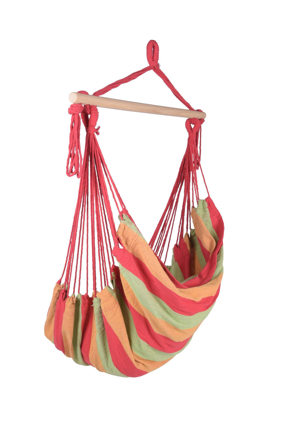 HÄNGESESSEL Mainz mit 2 Kissen Rot Hängesitz - Rot, Holz (90/120/65cm) - DELUKE