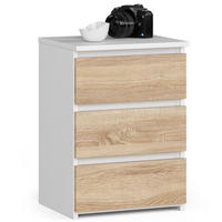NACHTSCHRANK CL34, Weiß-Sonoma, 40x35x57 cm - Weiß/Sonoma Eiche, Holz (40/57/35cm) - Milordbikes